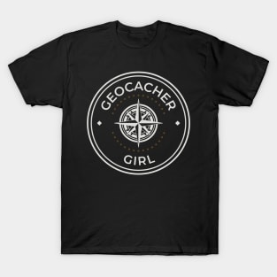 Geocacher girl logo round T-Shirt